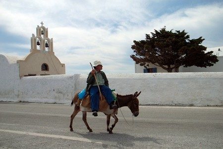 Donkey ride at Santorini