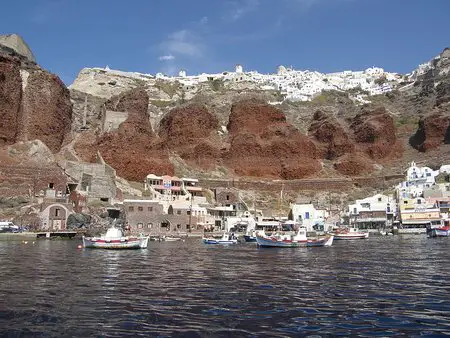 Amoudi Port With Oia Above