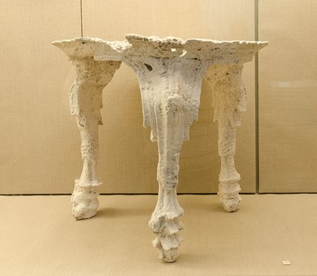 Plaster cast of a carved wooden table, Museum of Prehistoric Thera