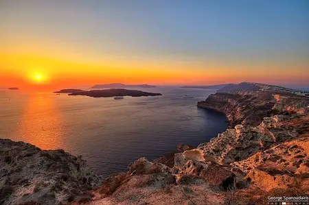 Sunset from Santorini with 