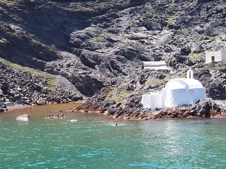 Swimming in Palea Kameni Hot Springs