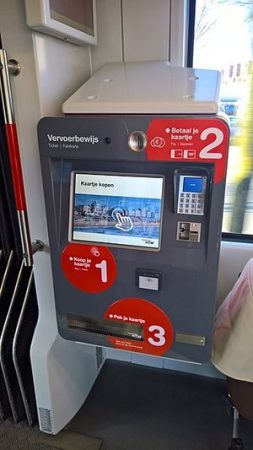 Ticket machine inside a tram, The Hague