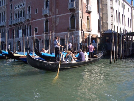 Tourists riding a Traghetto