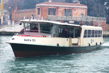 Line-1 Venice Vaporetto on Grand Canal near railway station